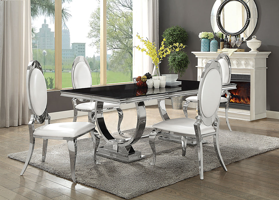 Antoine Rectangular Glass Top Dining Set Chrome - Bargain Furniture (Detroit, MI)