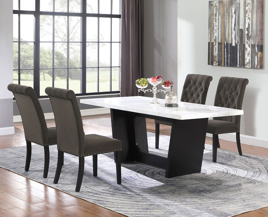 Sherry Rectangular Marble Top Dining Table set - Bargain Furniture (Detroit, MI)
