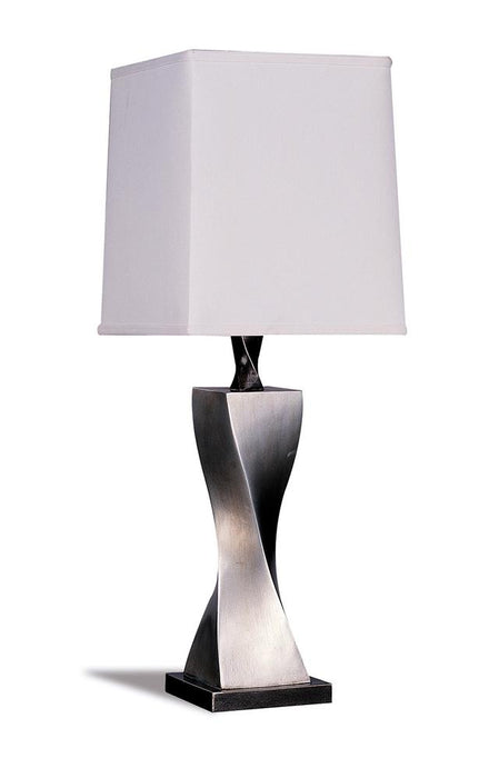 Keene Square Shade Table Lamps White and Antique Silver (Set of 2) - Bargain Furniture (Detroit, MI)