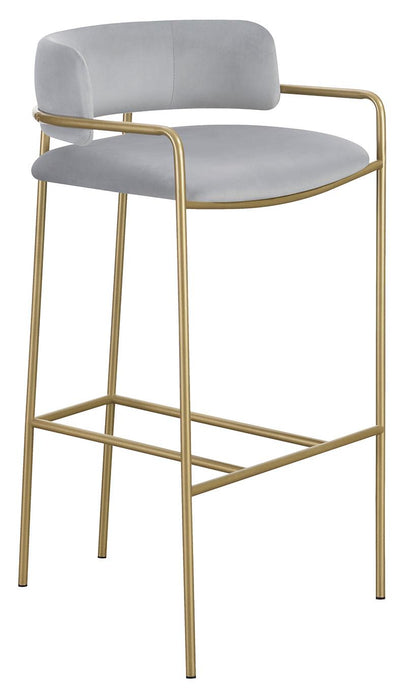 Comstock Upholstered Low Back Stool Grey and Gold - Bargain Furniture (Detroit, MI)