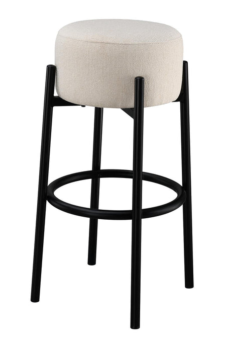 Leonard Upholstered Backless Round Stools White and Black (Set of 2) - Bargain Furniture (Detroit, MI)