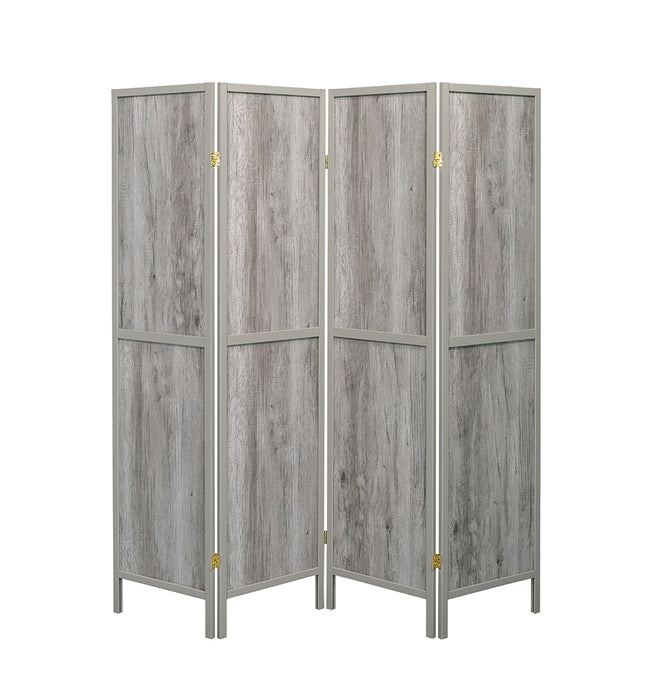 Deepika 4-panel Folding Screen Grey Driftwood - Bargain Furniture (Detroit, MI)