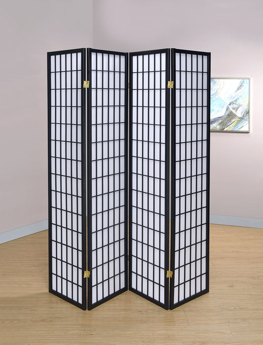 Roberto 4-panel Folding Screen Black and White - Bargain Furniture (Detroit, MI)