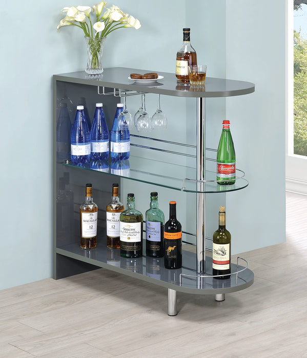 Adolfo 3-tier Bar Table Glossy Grey and Clear - Bargain Furniture (Detroit, MI)