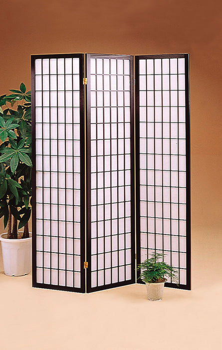 Carrie 3-panel Folding Screen Black and White - Bargain Furniture (Detroit, MI)