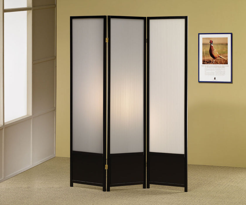 Calix 3-panel Folding Floor Screen Translucent and Black - Bargain Furniture (Detroit, MI)