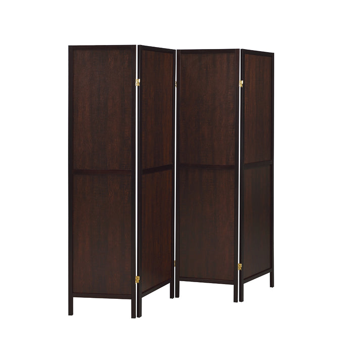 Deepika 4-panel Folding Screen Tobacco and Cappuccino - Bargain Furniture (Detroit, MI)