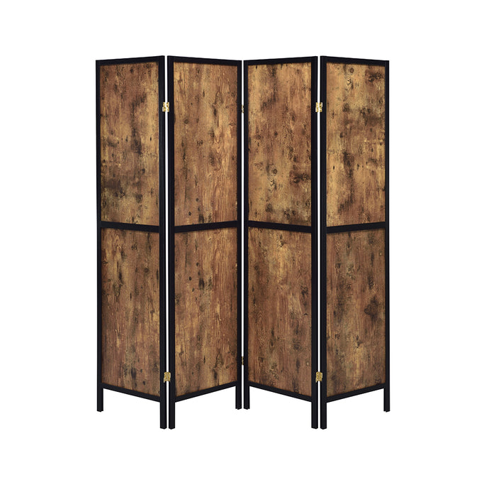 Deepika 4-panel Folding Screen Antique Nutmeg and Black - Bargain Furniture (Detroit, MI)