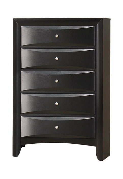Briana Rectangular 5-drawer Chest Black - Bargain Furniture (Detroit, MI)