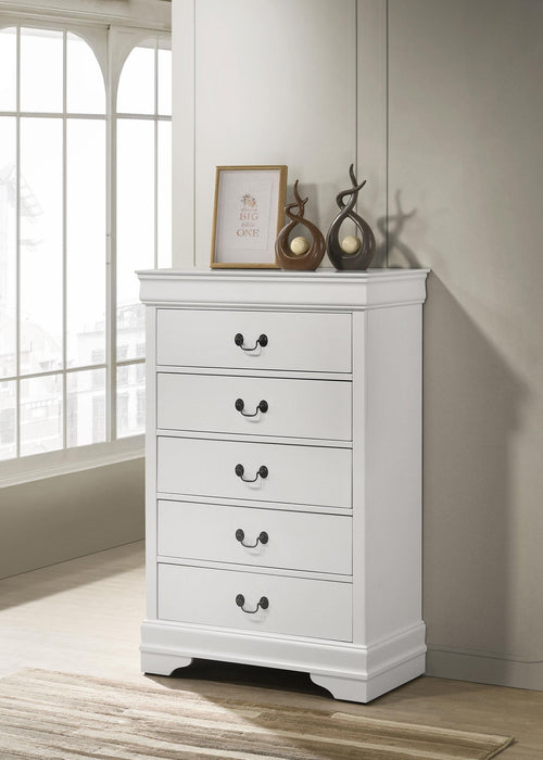 Louis Philippe 5-drawer Bedroom Chest White - Bargain Furniture (Detroit, MI)