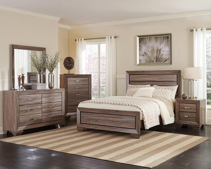 Kauffman Bedroom Set with High Straight Headboard - Bargain Furniture (Detroit, MI)