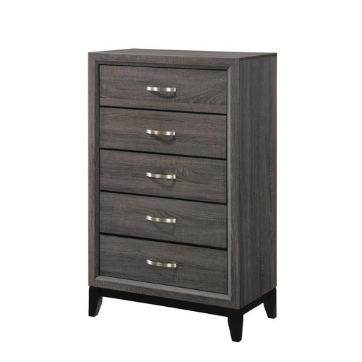 Watson 5-drawer Chest Grey Oak and Black - Bargain Furniture (Detroit, MI)