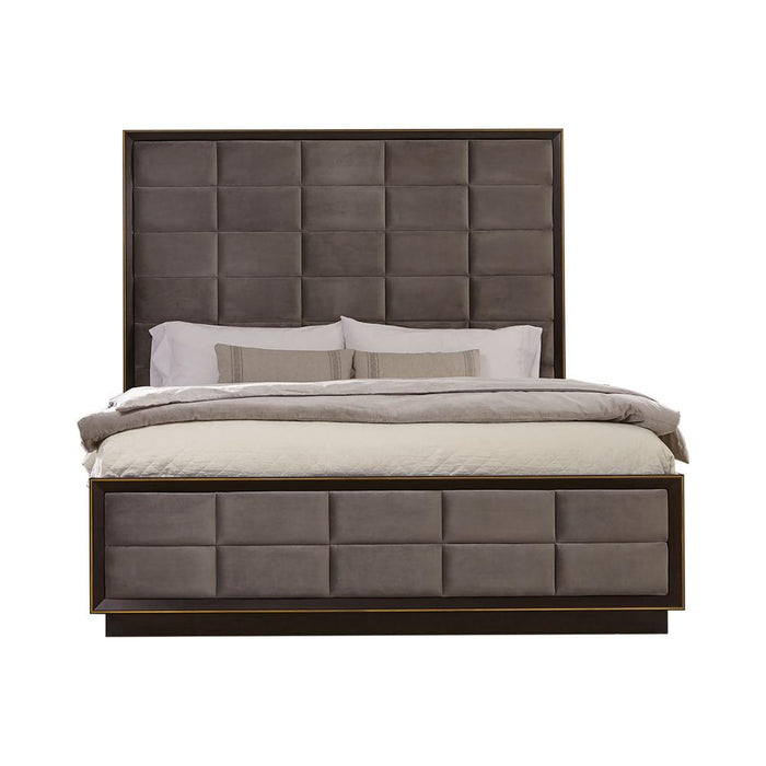 Durango California King, Eastren King, & Queen Upholstered Bed Smoked Peppercorn and Grey - Bargain Furniture (Detroit, MI)