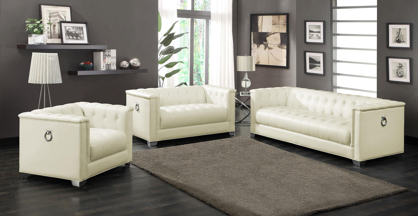Chaviano 3-piece Upholstered Tufted Sofa Set Pearl White - Bargain Furniture (Detroit, MI)