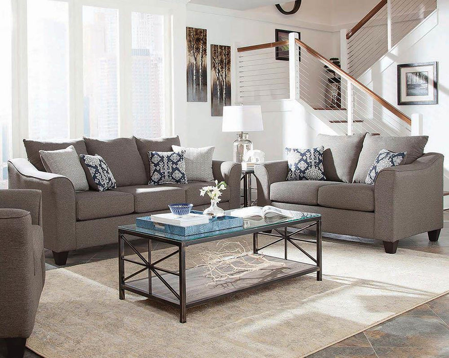 Salizar Upholstered Flared Arm Living Room Set Grey - Bargain Furniture (Detroit, MI)