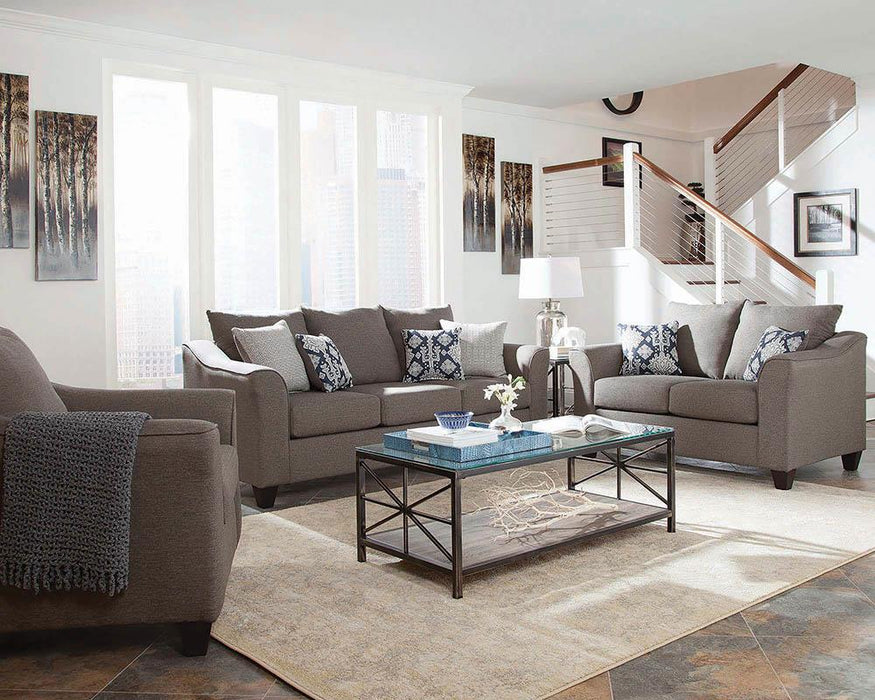 Salizar Upholstered Flared Arm Living Room Set Grey - Bargain Furniture (Detroit, MI)
