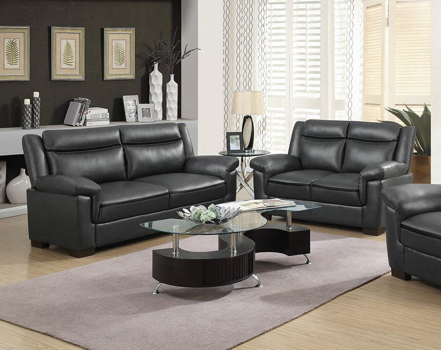 Arabella Upholstered Pillow Top Arm Living Room Set Grey - Bargain Furniture (Detroit, MI)
