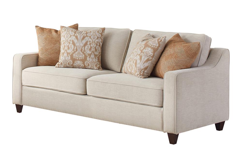 Christine Upholstered Cushion Back Sofa Beige - Bargain Furniture (Detroit, MI)