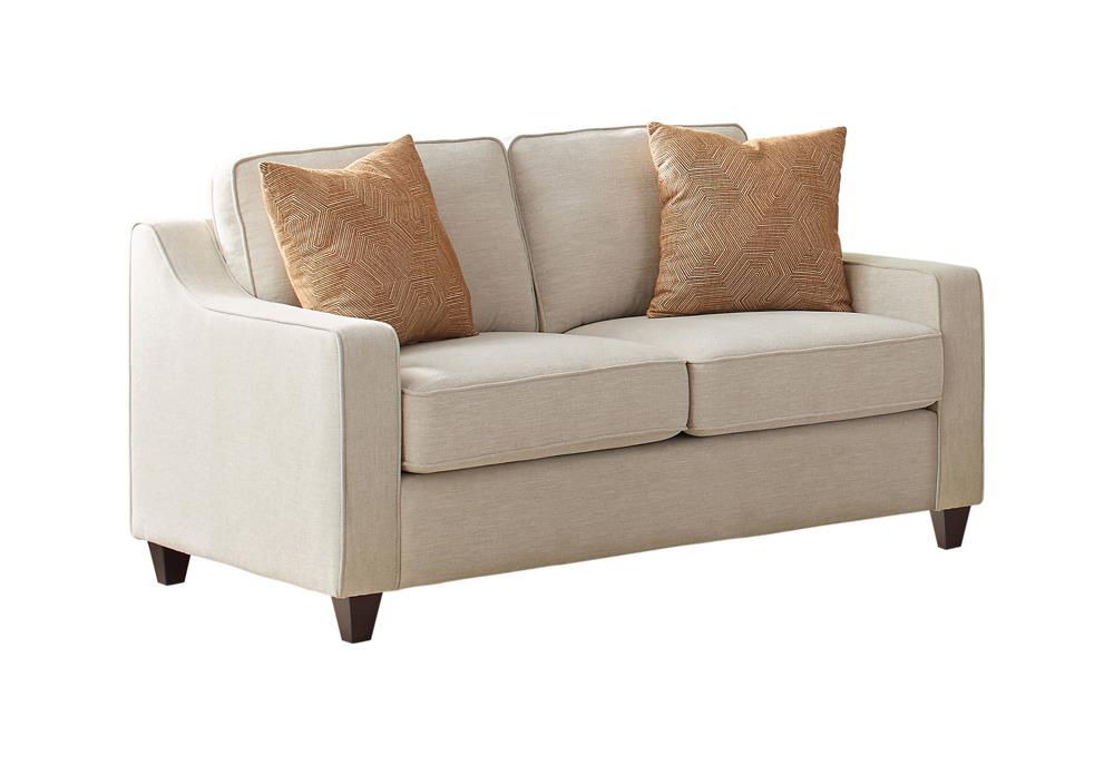 Christine Upholstered Cushion Back Loveseat Beige - Bargain Furniture (Detroit, MI)