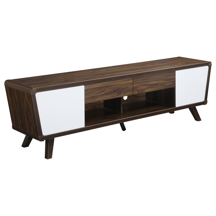 Alvin 2-drawer TV Console Dark Walnut and Glossy White - Bargain Furniture (Detroit, MI)