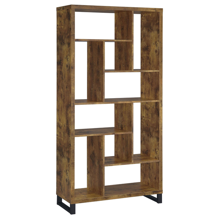 Delwin 10-shelf Bookcase Antique Nutmeg - Bargain Furniture (Detroit, MI)