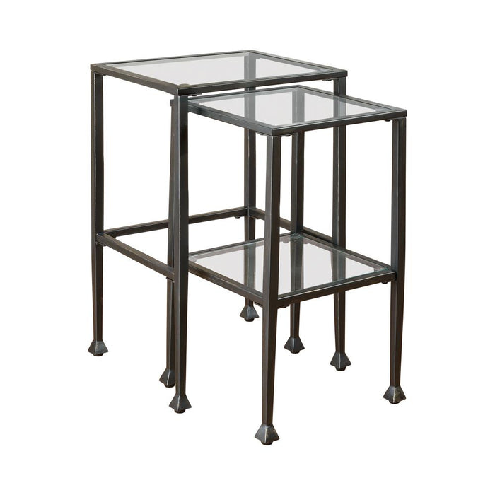 Leilani 2-piece Glass Top Nesting Tables Black - Bargain Furniture (Detroit, MI)