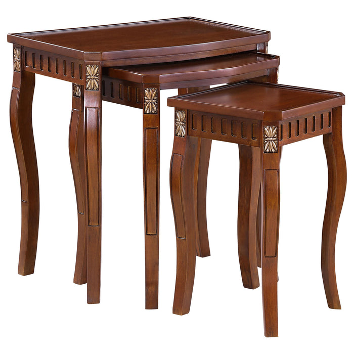 Daphne 3-piece Curved Leg Nesting Tables Warm Brown - Bargain Furniture (Detroit, MI)