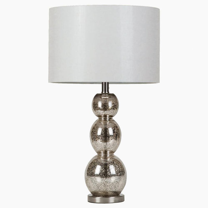 Mineta Drum Shade Table Lamp White and Antique Silver - Bargain Furniture (Detroit, MI)