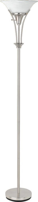 Archie Floor Lamp with Frosted Ribbed Shade Brushed Steel - Bargain Furniture (Detroit, MI)