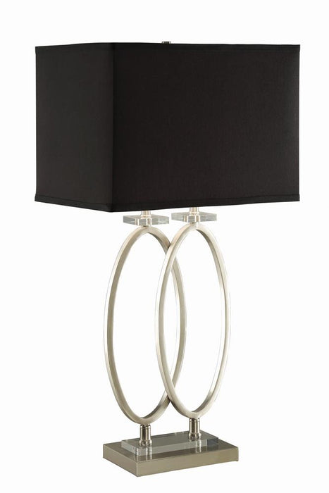 Izuku Rectangular Shade Table Lamp Black and Brushed Nickel - Bargain Furniture (Detroit, MI)