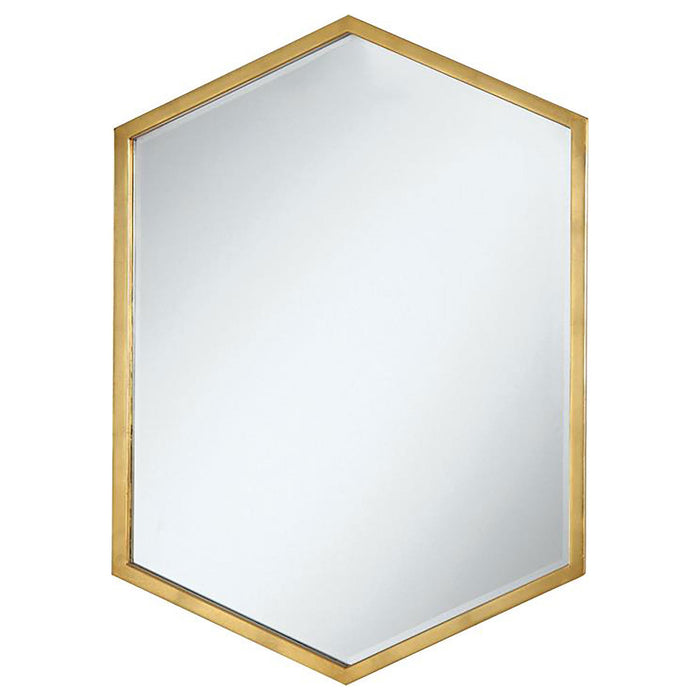Bledel Hexagon Shaped Wall Mirror Gold - Bargain Furniture (Detroit, MI)