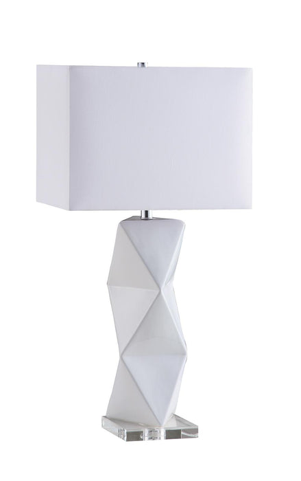 Camie Geometric Ceramic Base Table Lamp White - Bargain Furniture (Detroit, MI)
