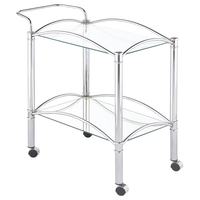 Shadix 2-tier Serving Cart with Glass Top Chrome and Clear - Bargain Furniture (Detroit, MI)