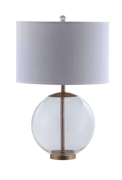 Kenny Drum Shade Table Lamp with Glass Base White - Bargain Furniture (Detroit, MI)