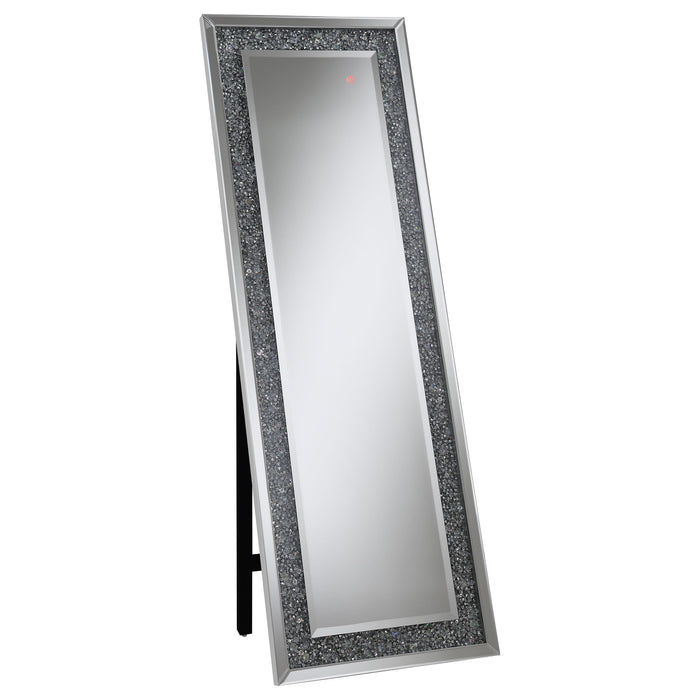 Carisi Rectangular Standing Mirror with LED Lighting Silver - Bargain Furniture (Detroit, MI)