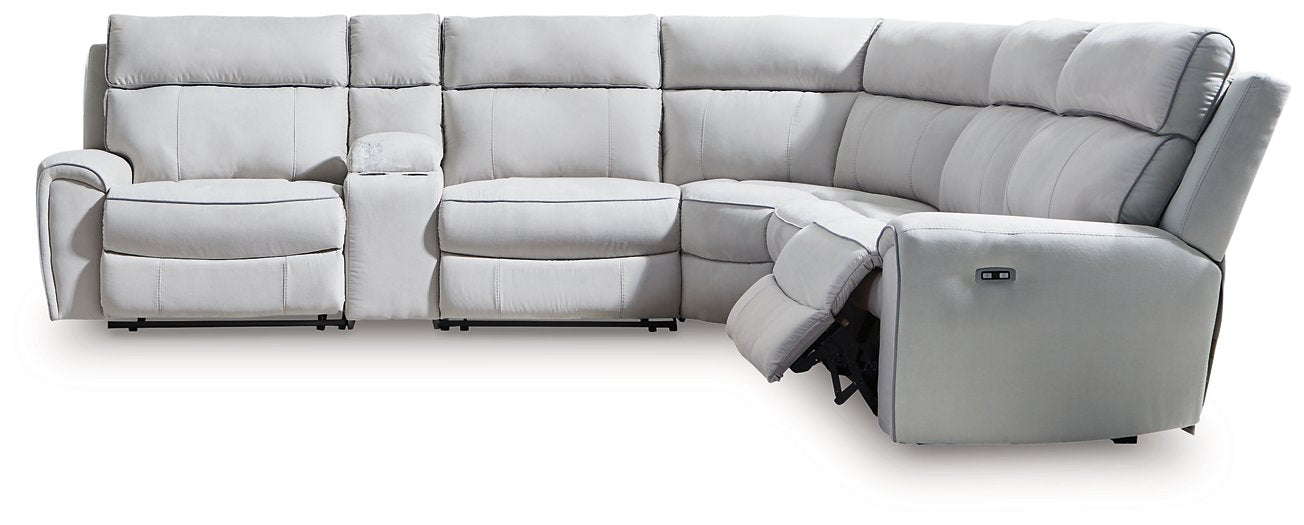 Social Pointe Reclining Sectional with Storage Console - Bargain Furniture (Detroit, MI)