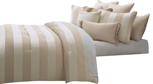 Amalfi 9-pc Queen Comforter Set in Sand - Bargain Furniture (Detroit, MI)