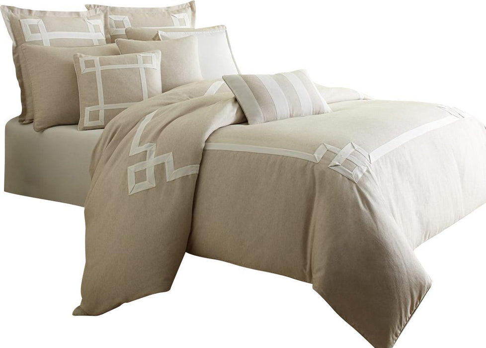 Avenue A 9-pc Queen Comforter Set in Natural - Bargain Furniture (Detroit, MI)