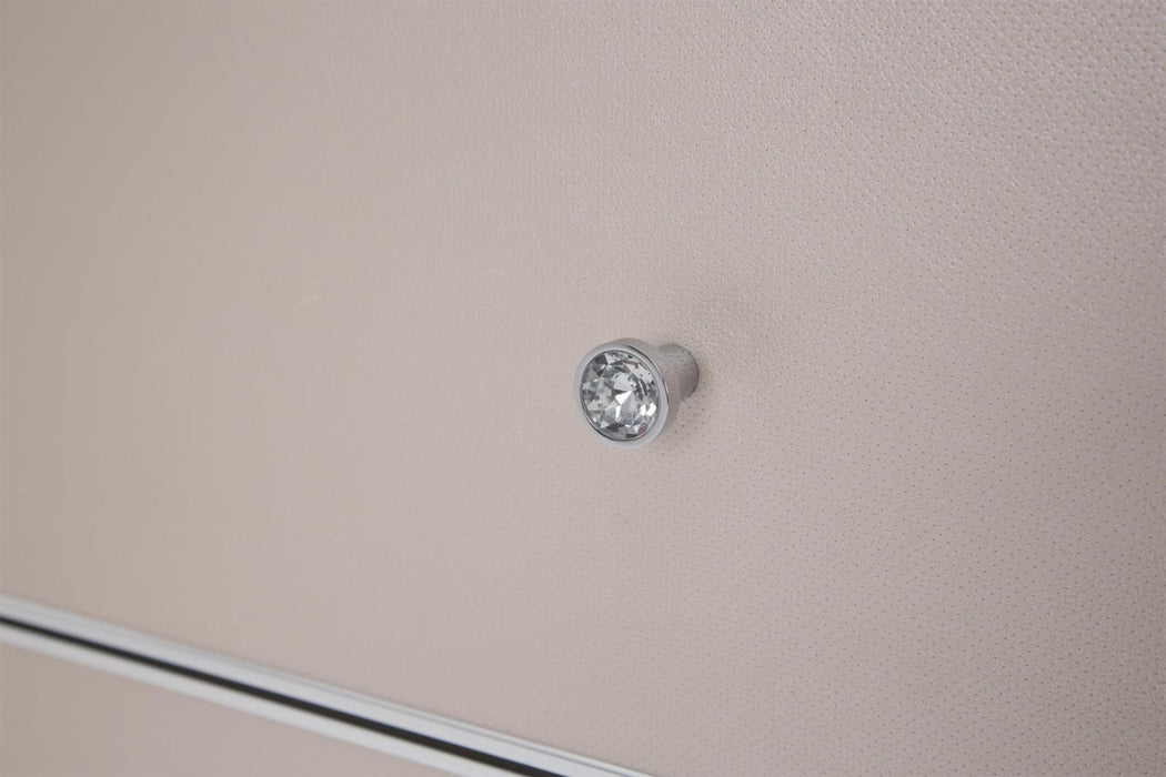 Glimmering Heights Upholstered 5 Drawer Chest in Ivory - Bargain Furniture (Detroit, MI)