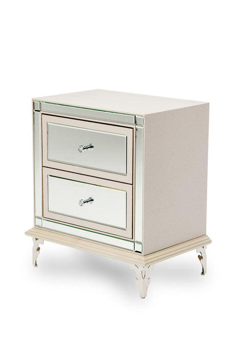 Hollywood Loft Upholstered Nightstand in Frost - Bargain Furniture (Detroit, MI)