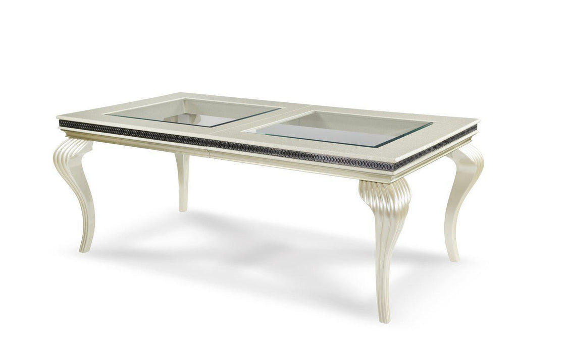 Hollywood Swank Leg Dining Table in Pearl Caviar - Bargain Furniture (Detroit, MI)