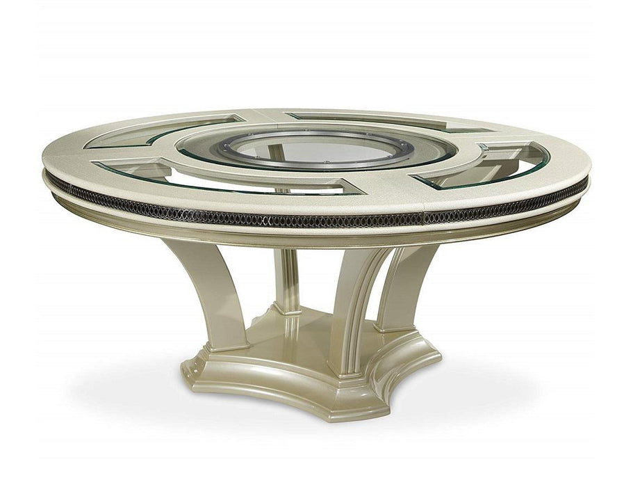 Hollywood Swank Round Dining Table in Pearl Caviar - Bargain Furniture (Detroit, MI)