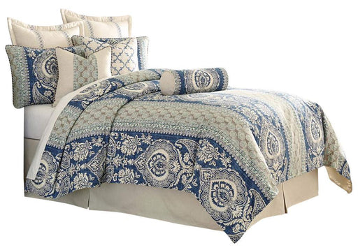 La Rochelle 9-pc Queen Comforter Set in Cadet - Bargain Furniture (Detroit, MI)