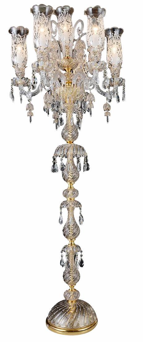 Lighting Garnier 7 Light Floor Lamp in Clear and Gold - Bargain Furniture (Detroit, MI)