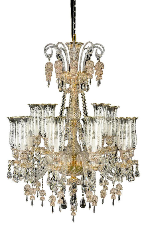 Lighting Garnier 15 Light Chandelier in Clear and Gold - Bargain Furniture (Detroit, MI)