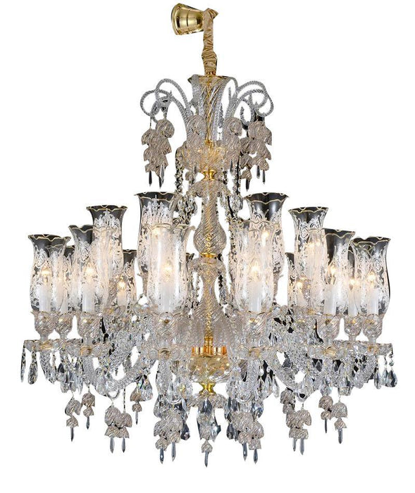 Lighting Garnier 18 Light Chandelier in Clear and Gold - Bargain Furniture (Detroit, MI)