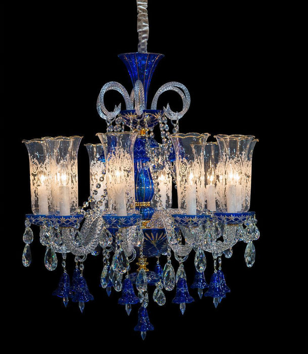 Lighting Winter Palace 10 Light Chandelier in Blue, Clear and Gold - Bargain Furniture (Detroit, MI)