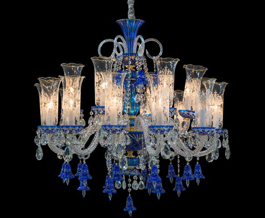 Lighting Winter Palace 18 Light Chandelier in Blue, Clear and Gold - Bargain Furniture (Detroit, MI)