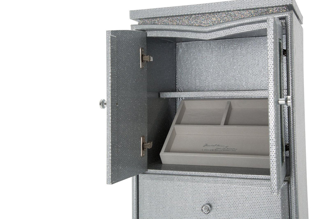 Melrose Plaza Upholstered Swivel Lingerie Chest in Dove - Bargain Furniture (Detroit, MI)