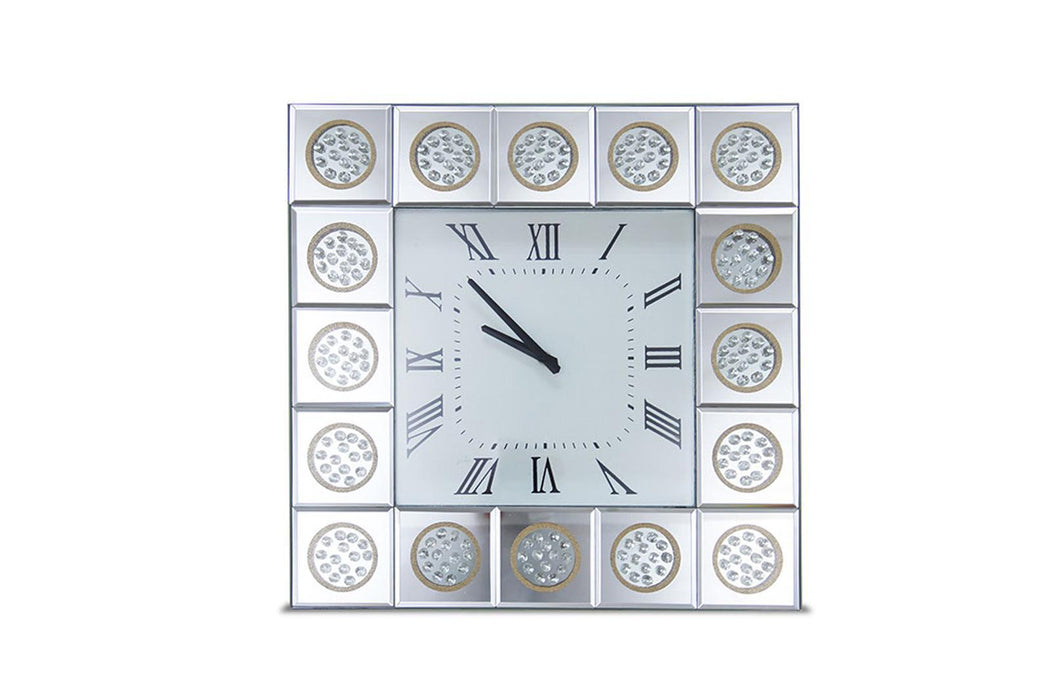 Montreal Square Wall Clock w/Crystal Accents - Bargain Furniture (Detroit, MI)